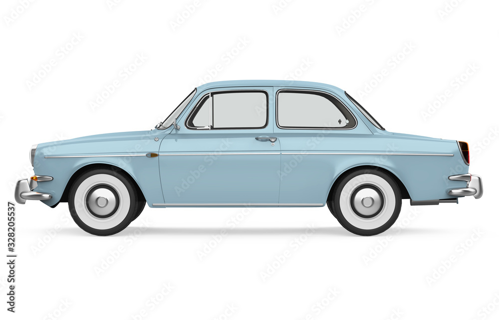 Blue Vintage Car Isolated
