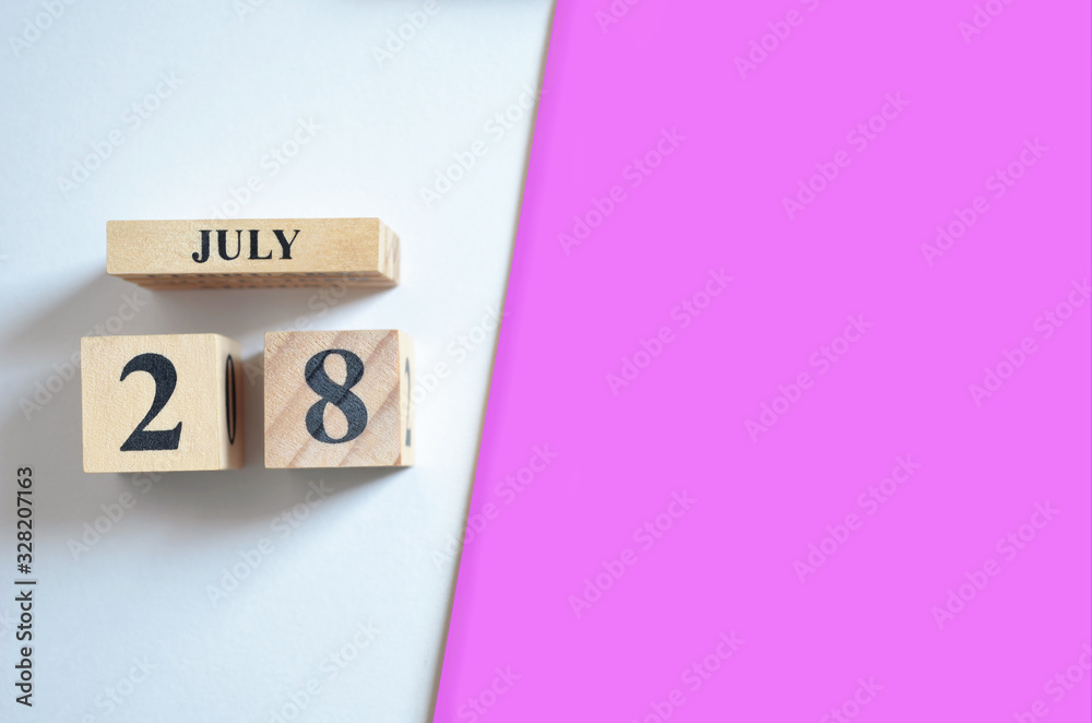 July 28, Empty white - Pink background. July 28, Empty white - Pink background.