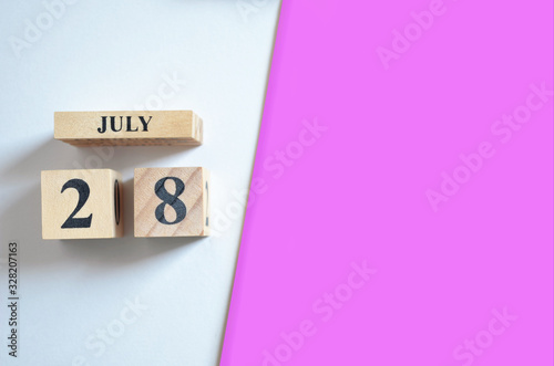 July 28, Empty white - Pink background.