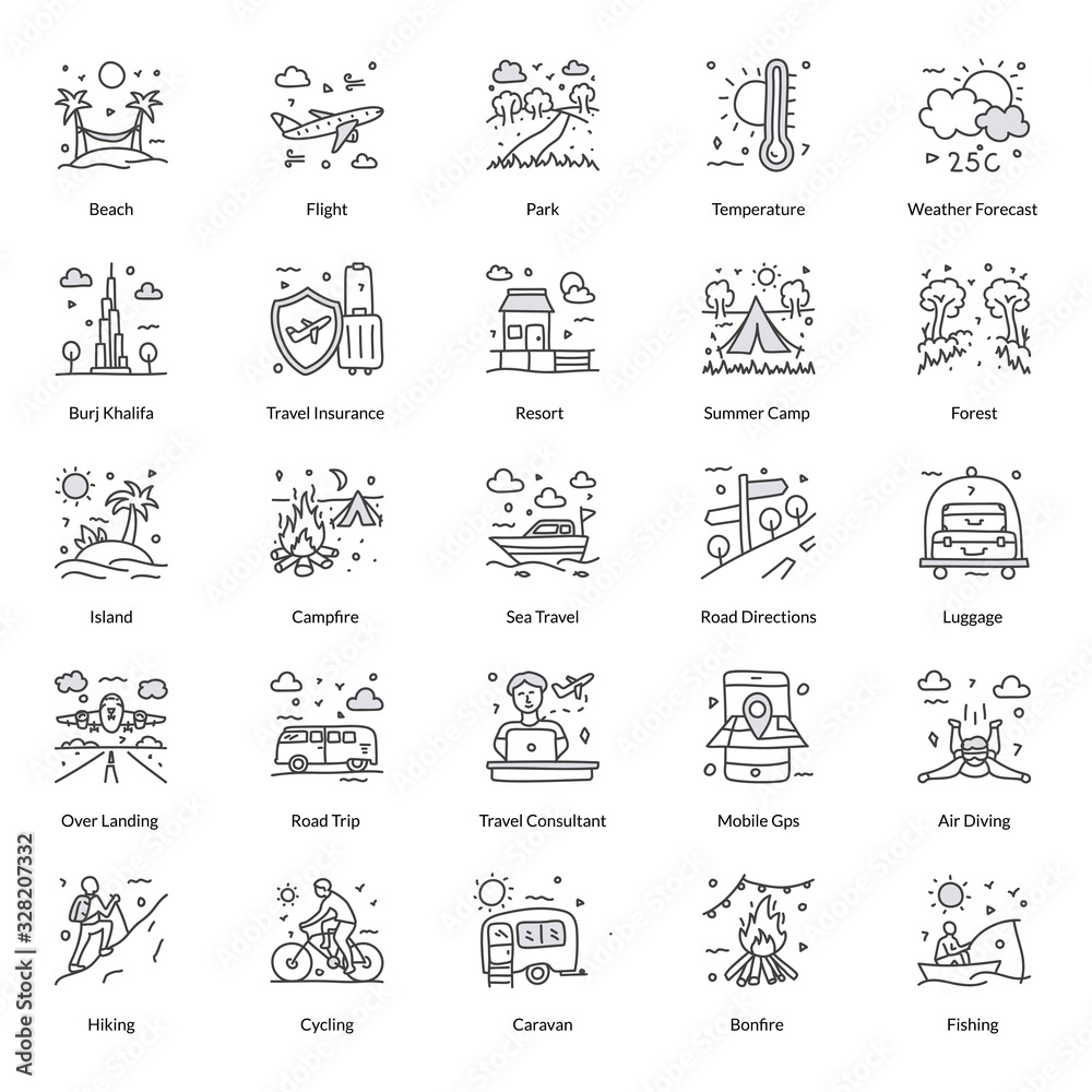  Pack Of Holidays Doodle Icons 
