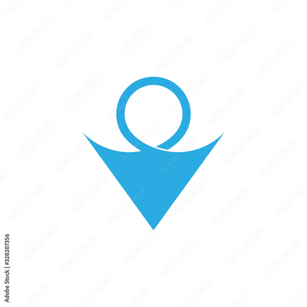 abstract letter v loop line water blue logo vector