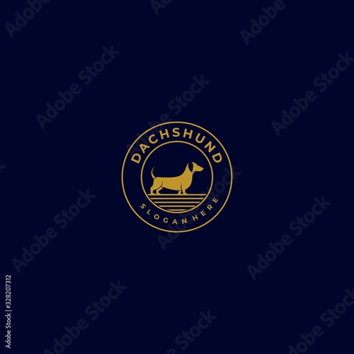 Vector Logo Illustration Dog Vintage Badge Style. © Artnivora
