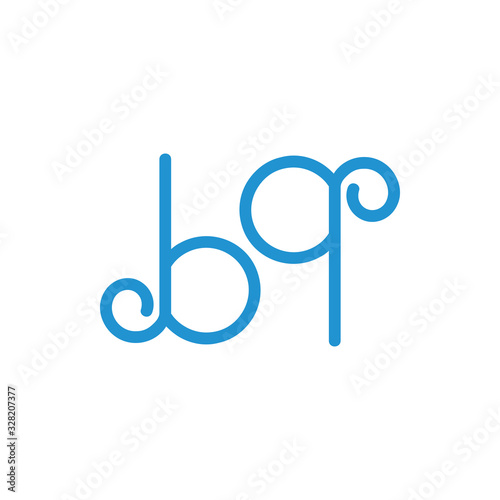 letter bq thin line spiral logo vector