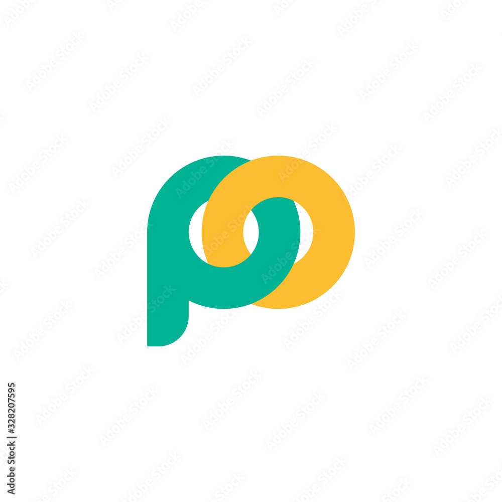 letter po linked colorful fun design symbol logo vector letter po linked colorful fun design symbol logo vector