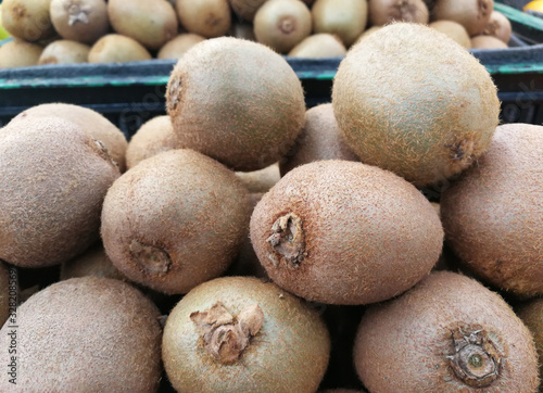 Group of fresh kiwi in the market.