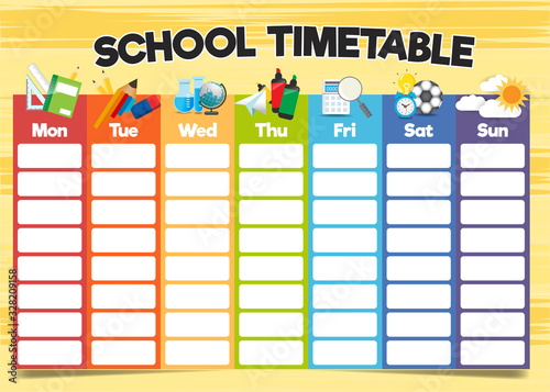 School Timetable template, a weekly curriculum design template.