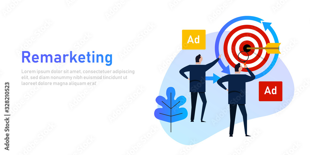 Remarketing retargeting businessman target with ads advertising Remarketing retargeting businessman target with ads advertising