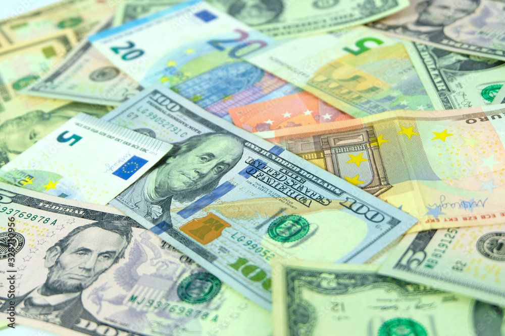 Money euro, dollar, USA, Hong Kong, China, currency exchange concept Money euro, dollar, USA, Hong Kong, China, currency exchange concept