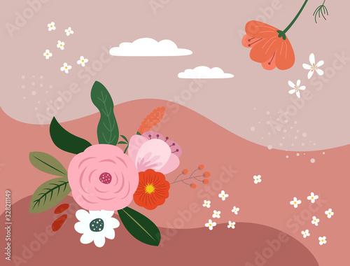 Colorful flower vector illustration background.