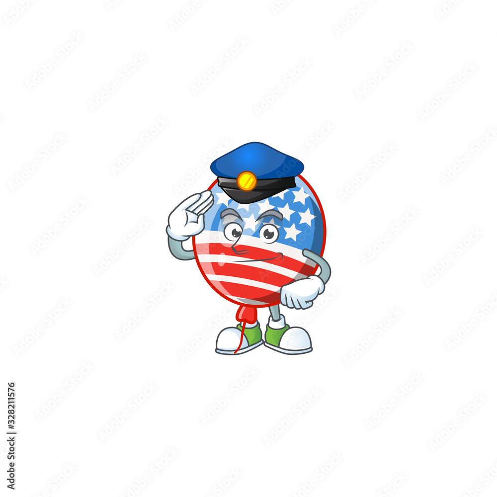 Fototapeta premium A character design of USA stripes balloon working as a Police officer