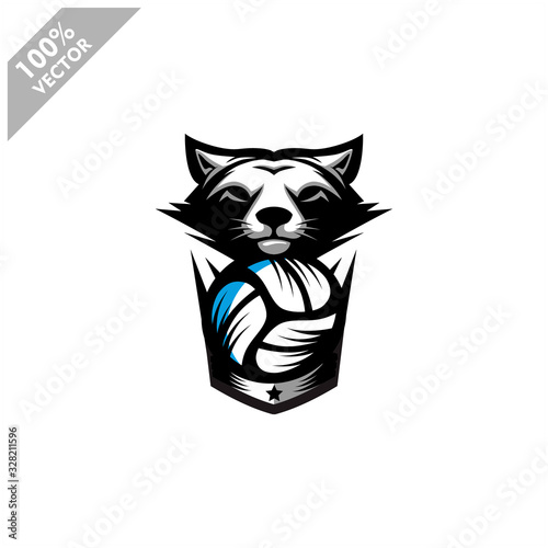 Volleyball Fox team logo design. Scalable and editable vector.	