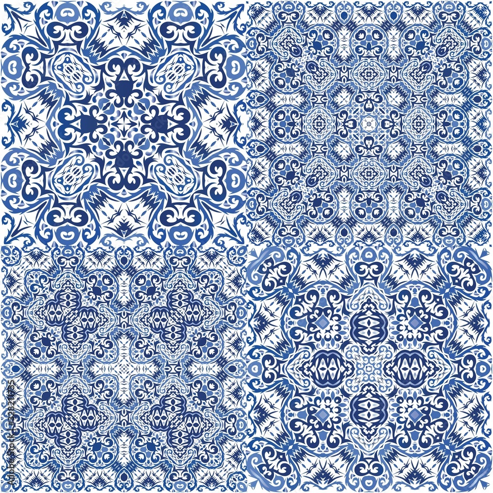 Antique azulejo tiles patchwork. Antique azulejo tiles patchwork.