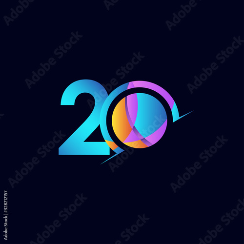 20 Years Anniversary Celebration Elegant Number Vector Template Design Illustration