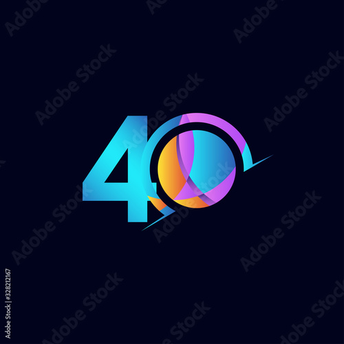 40 Years Anniversary Celebration Elegant Number Vector Template Design Illustration