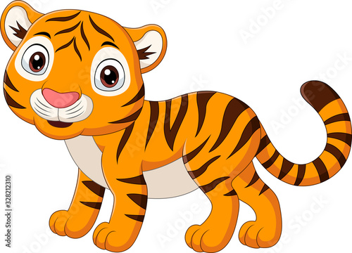 Cartoon baby tiger isolated on white background