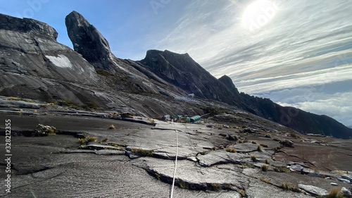 Mountain Kinabalu, Malaysia - February,23 2020 - Hiking up the highest peak in Borneo's Crocker Range and is the highest mountain in Malaysia photo