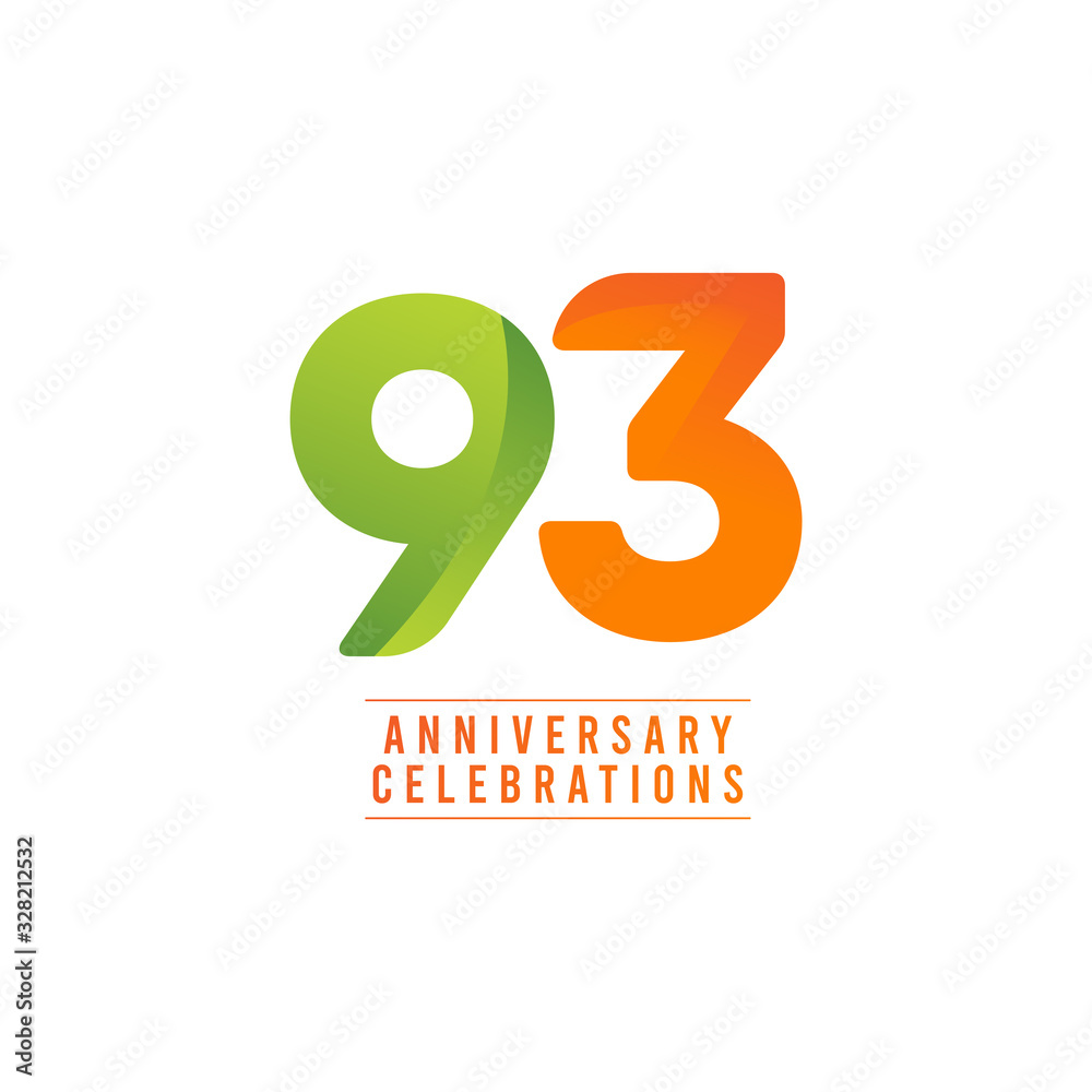 93 Years Anniversary Celebration Number Vector Template Design Illustration 93 Years Anniversary Celebration Number Vector Template Design Illustration