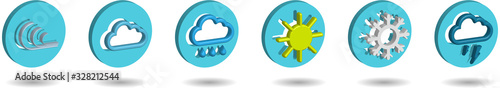 set of round weather icons in realistic design on transparent background, web elements