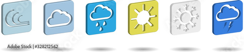 set of square weather icons in realistic design on transparent background, web elements
