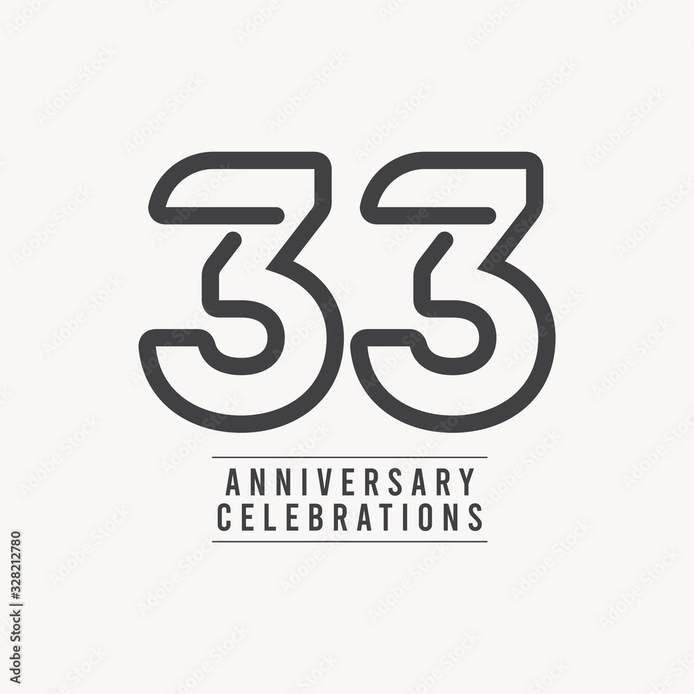 33 Years Anniversary Celebration Number Vector Template Design Illustration 33 Years Anniversary Celebration Number Vector Template Design Illustration