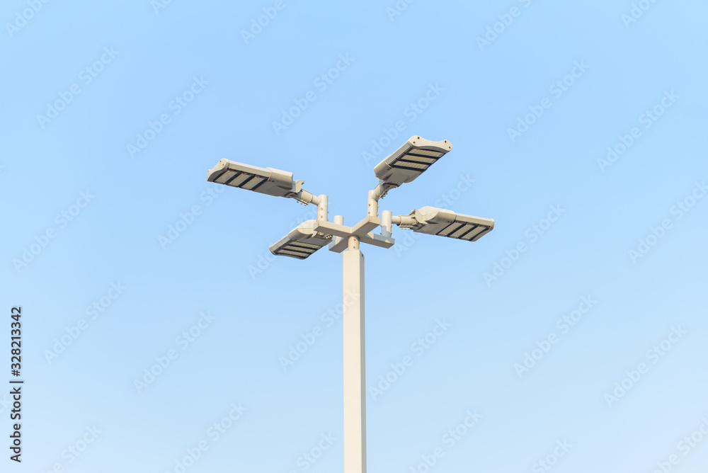 solar cell spotlight in the park with blue sky solar cell spotlight in the park with blue sky