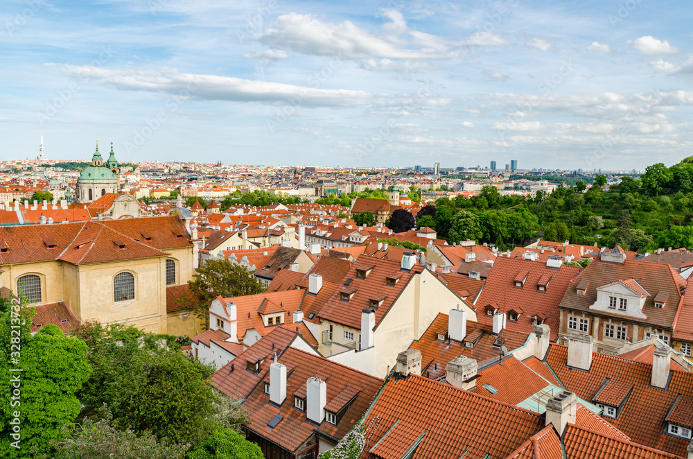 Orange color roof houses in Prague Czech Republic