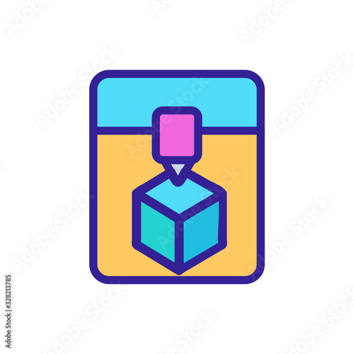 3D print printer icon vector. Thin line sign. Isolated contour symbol illustration