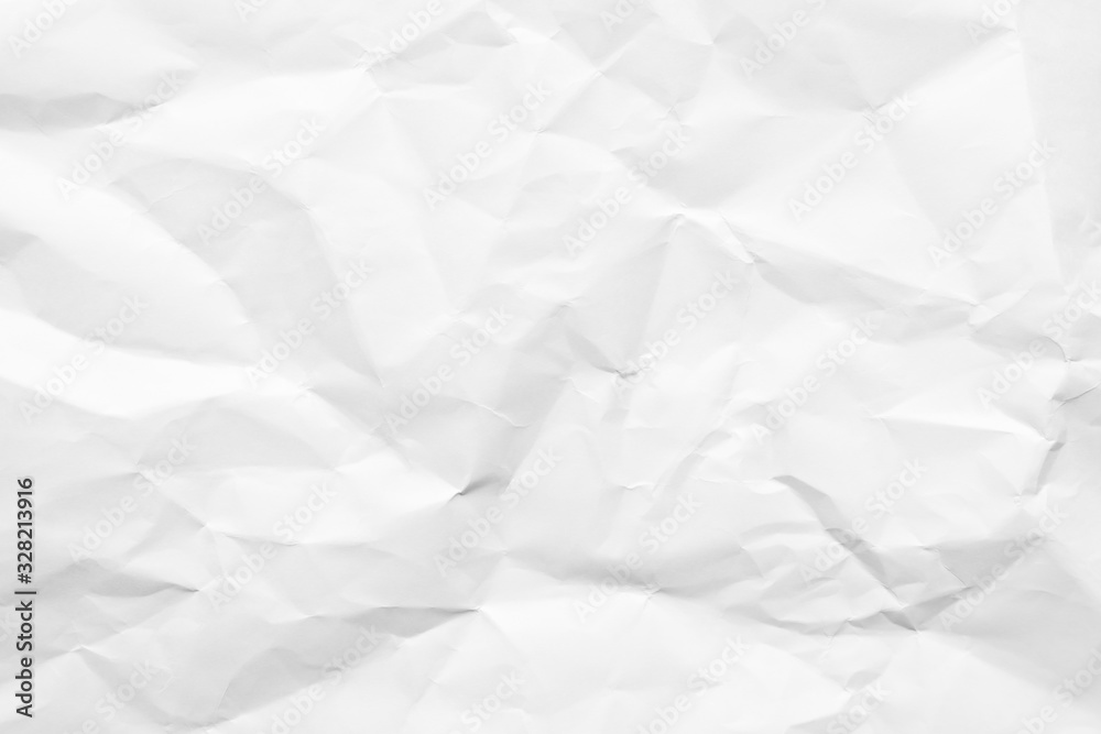 Fototapeta premium Biały zmięty papier tekstura tło. Czysty biały papier. Widok z góry.