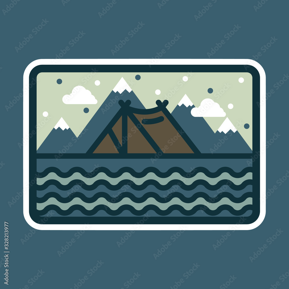 Camping nature wild badge patch pin graphic illustration vector art t-shirt design