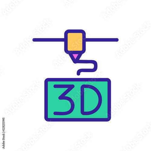3D print printer icon vector. Thin line sign. Isolated contour symbol illustration