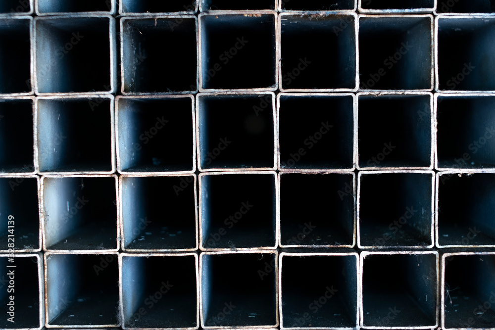 Abstract texture Of rectangular steel boxes
