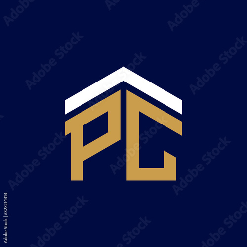 Initial Letters PC House Logo Design