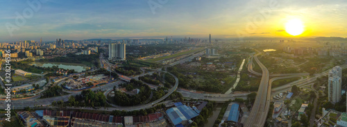 Canvas Print Kuala Lumpur cityscape in the morning taken using drone