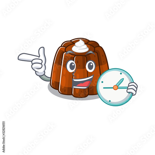 cartoon character concept chocolate pudding having clock