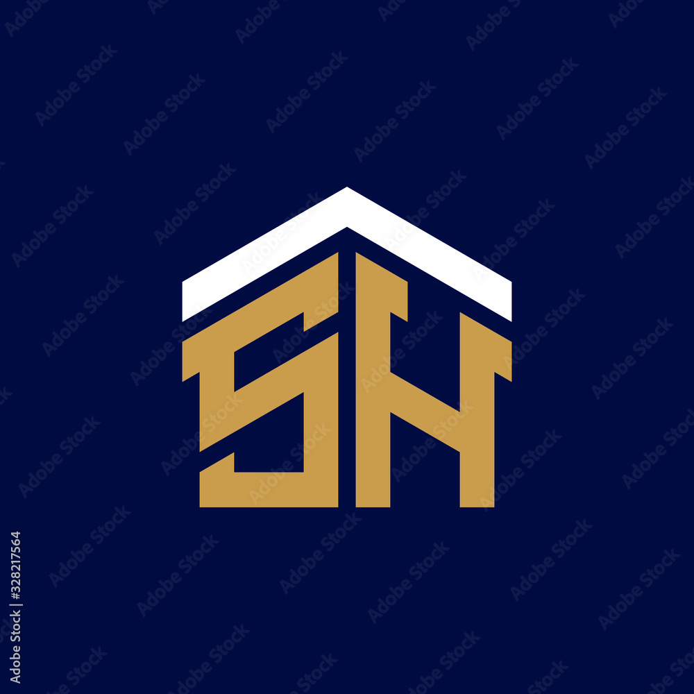 Initial Letters SH House Logo Design Initial Letters SH House Logo Design