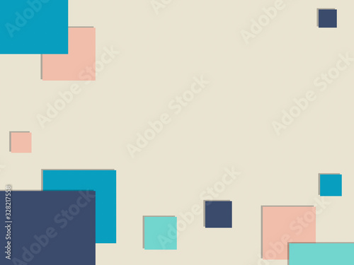 Pastel paper cut illustration template: .square and regtangle overlap