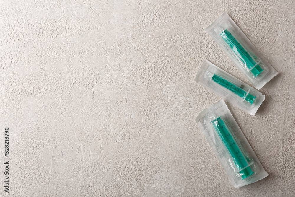 Naklejka premium Background of medicines, injections medicine Coronavirus