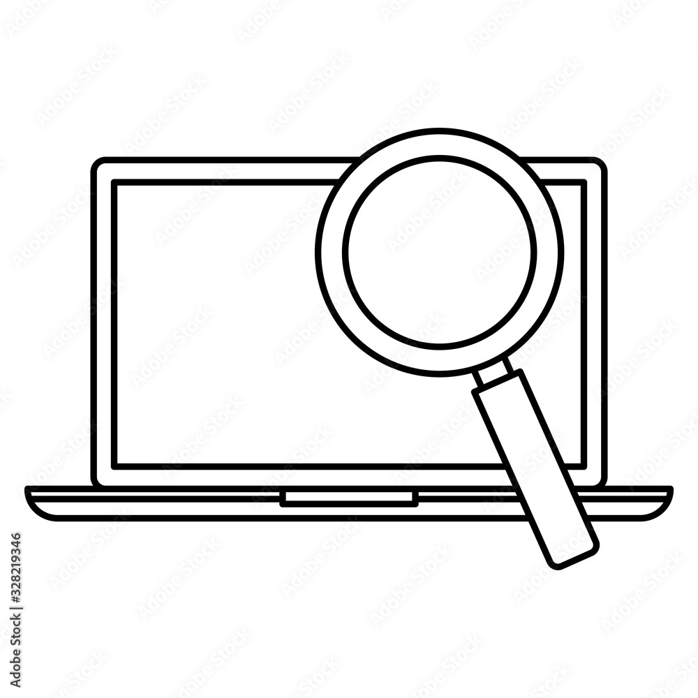 Isolated lupe and laptop vector design Isolated lupe and laptop vector design