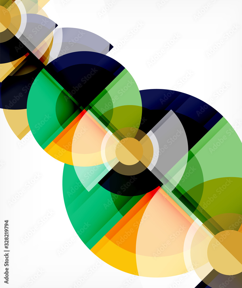 Abstract background, circle and triangle design round shapes overlapping. Geometric trendy template. Vector Illustration For Wallpaper, Banner, Background, Card, Book Illustration, landing page