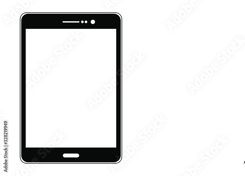 touch screen smartphone (tablet) ilustration, icon flat design black and white