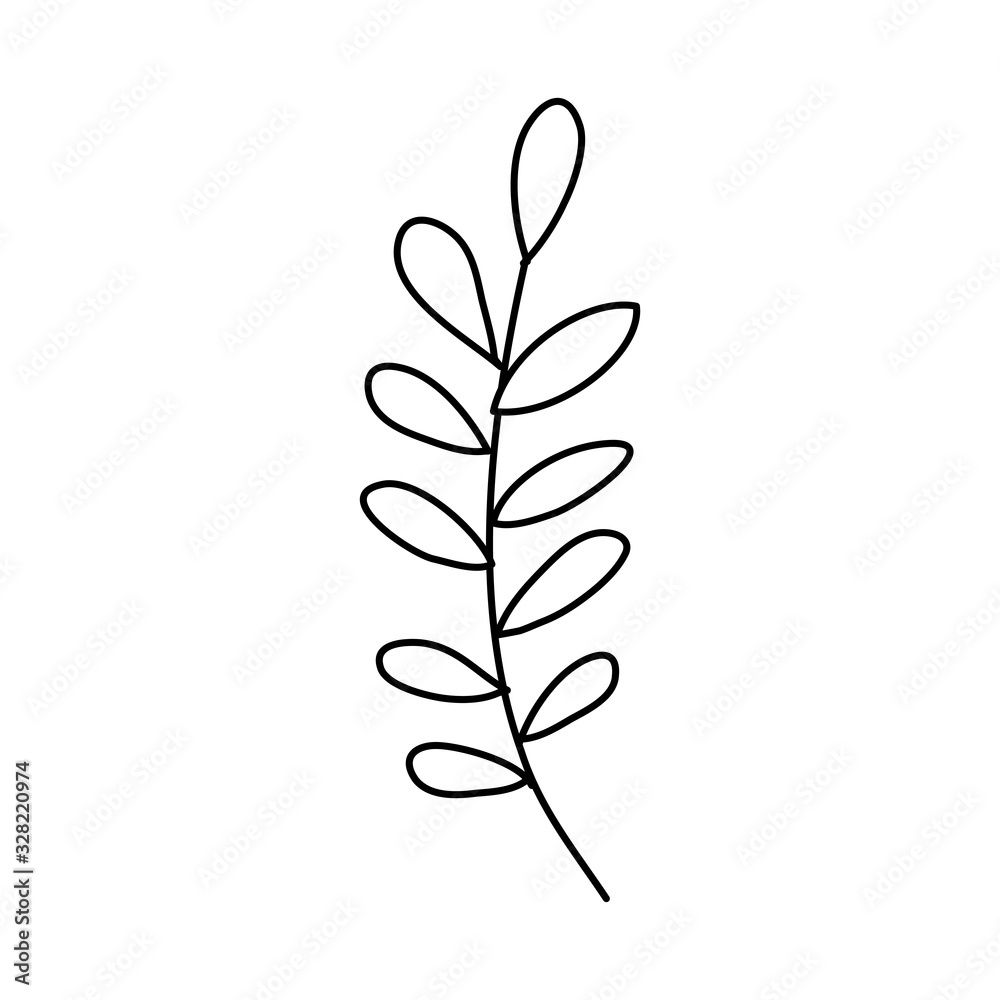 branch with leafs nature ecology isolated icon