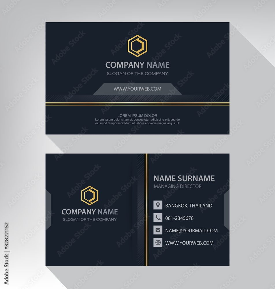 Business card in modern luxury style black and gold color