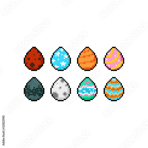 Pixel art planet easter egg icon set.