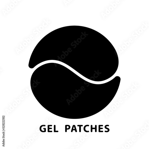 Cutout silhouette Hydrogel patches for cosmetic wrinkle removal treatments. Round symmetrical layout, top view icon. Outline logo for woman face or eye mask. Flat isolated vector on white background