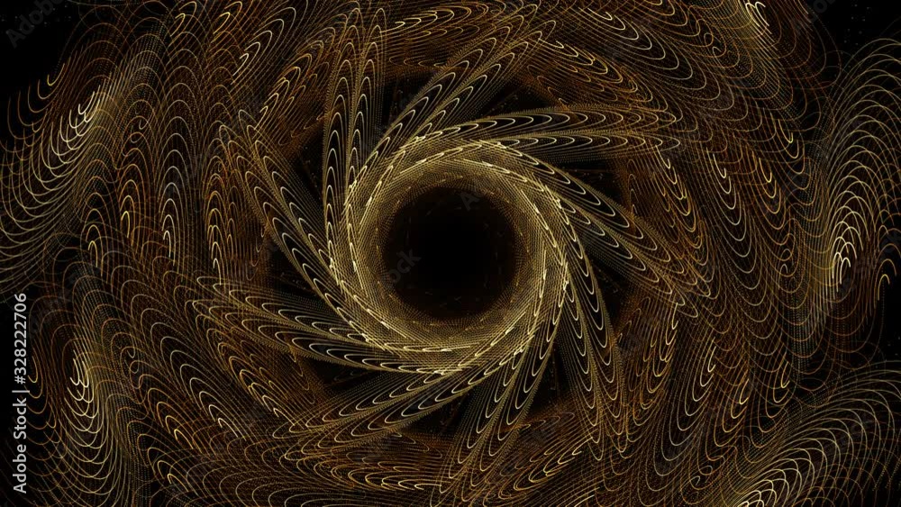 Slowly revolving abstract kaleidoscopic pattern evolves then fades to black