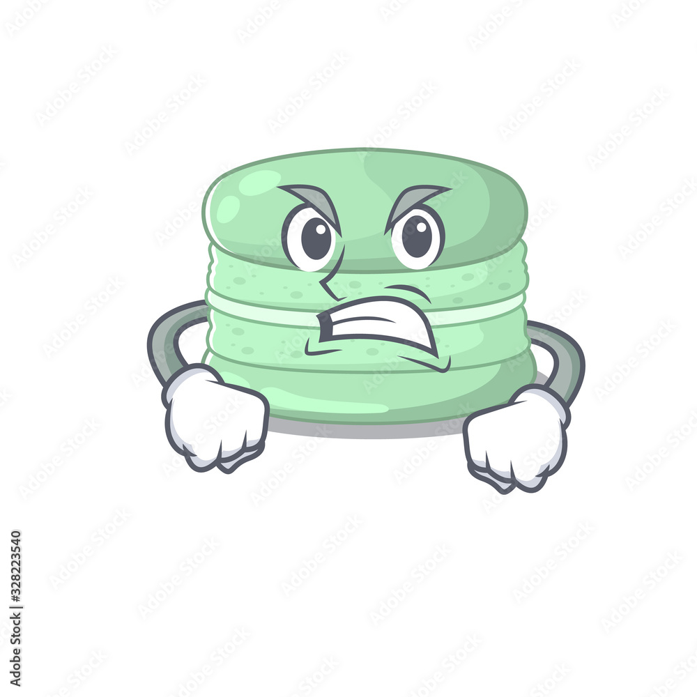 Obraz premium Pistachio macaron cartoon character style having angry face