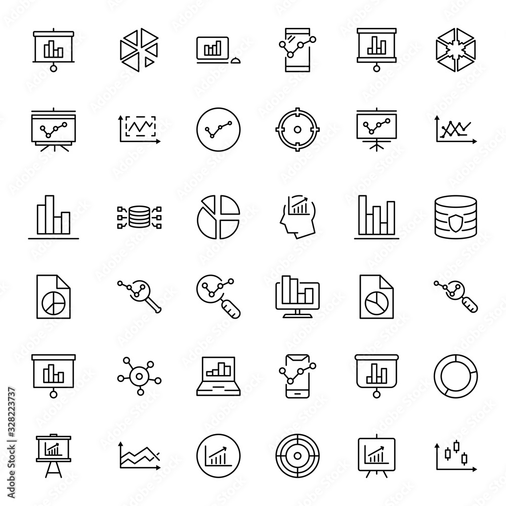 Analytics line icon set. Analytics line icon set.