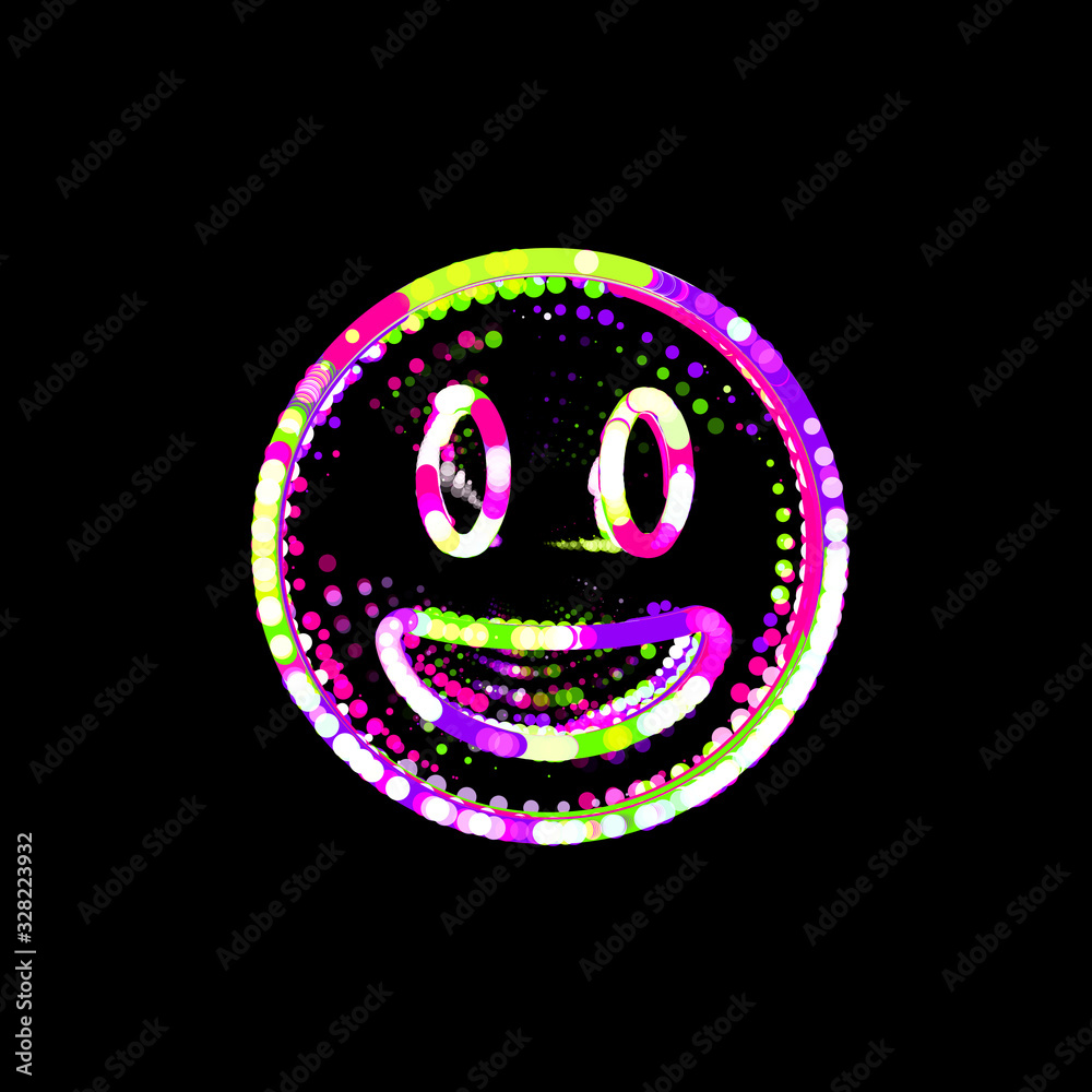 Symbol grin from multi-colored circles and stripes. UFO Green, Purple, Pink Symbol grin from multi-colored circles and stripes. UFO Green, Purple, Pink