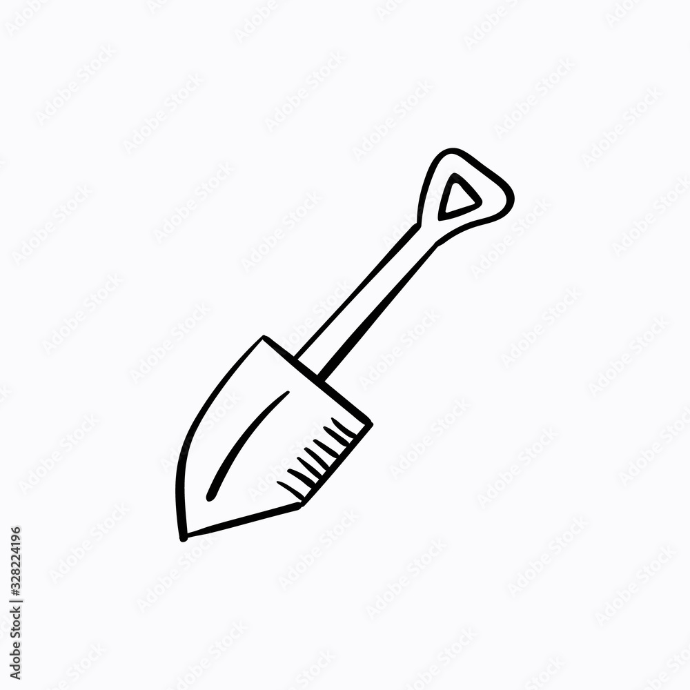 Shovel doodle icon. Drawing by hand. Vector illustration. Shovel doodle icon. Drawing by hand. Vector illustration.