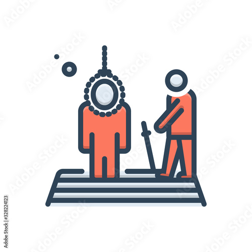 Color illustration icon for executing death  